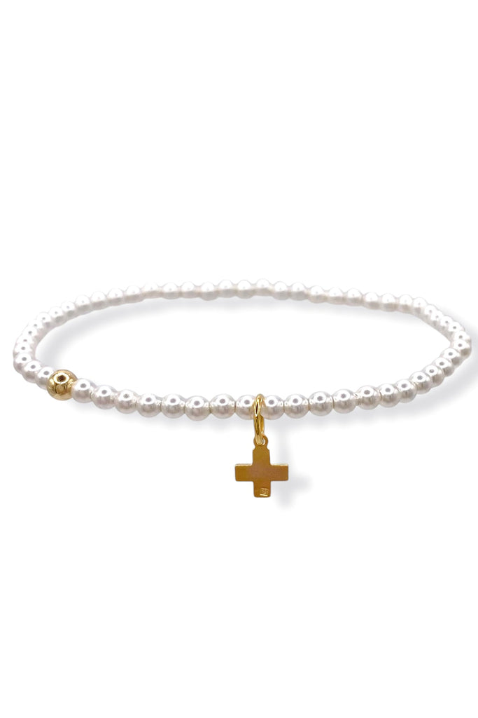 Enewton | Classic Pearl 3mm Signature Cross Gold Charm